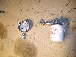 Hydroholics hooking it up! Liquid filled guage and oil filter system..